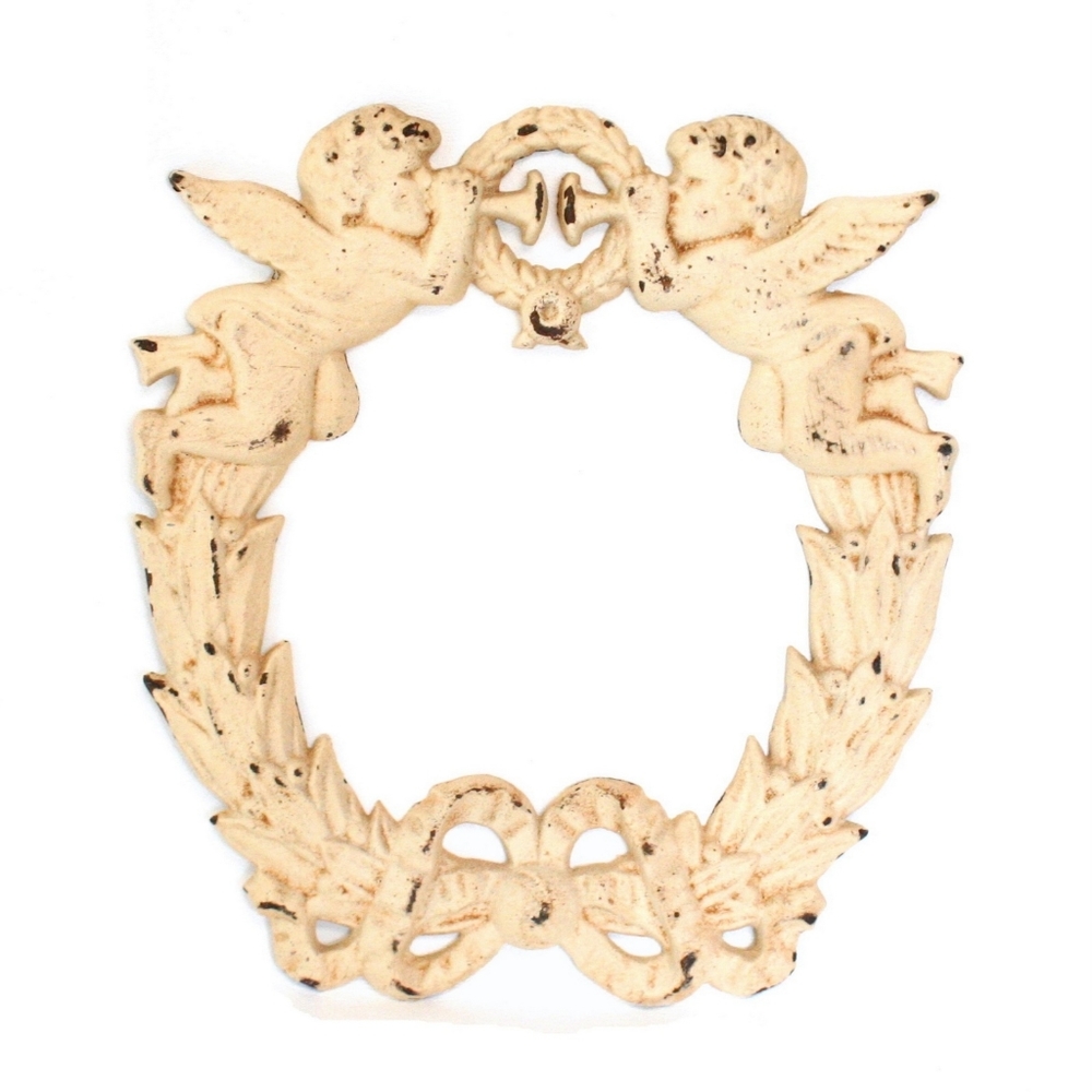 Rustic Cast Iron Cherub Wreath Decoration